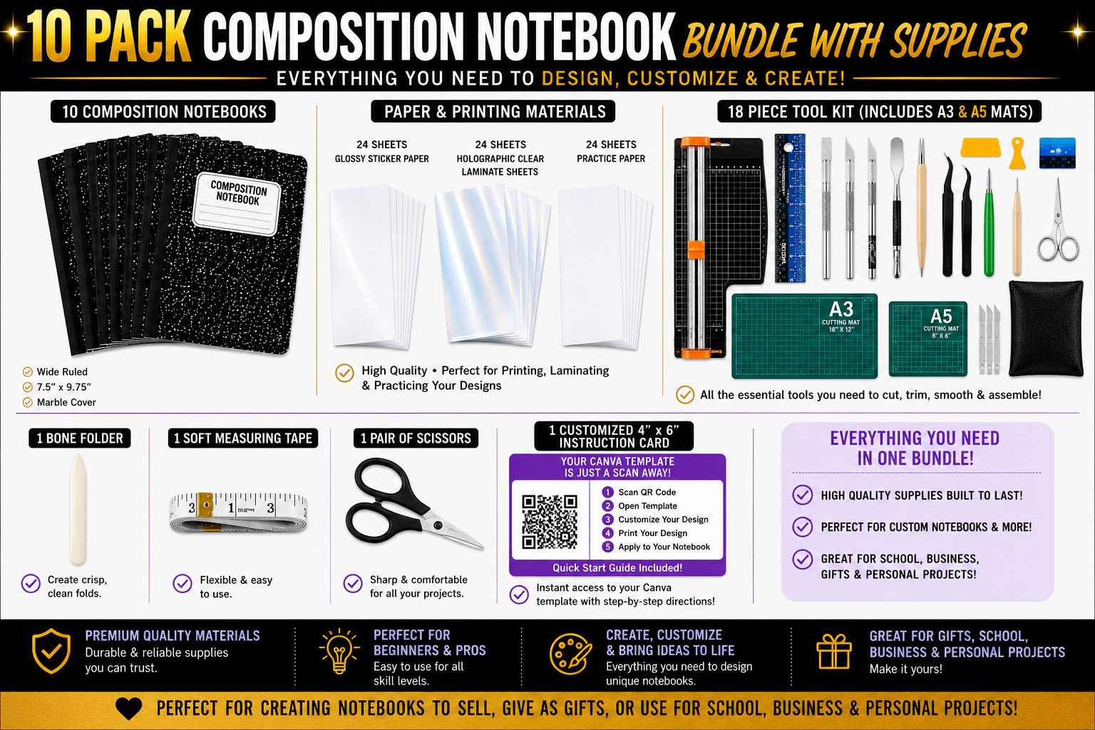 Business Starter Composition Notebook All In One Bundle